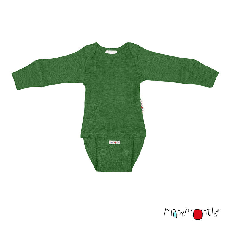 ManyMonths Natural Wollies Body/Shirt Long Sleeve - Forest Floor Green ManyMonths