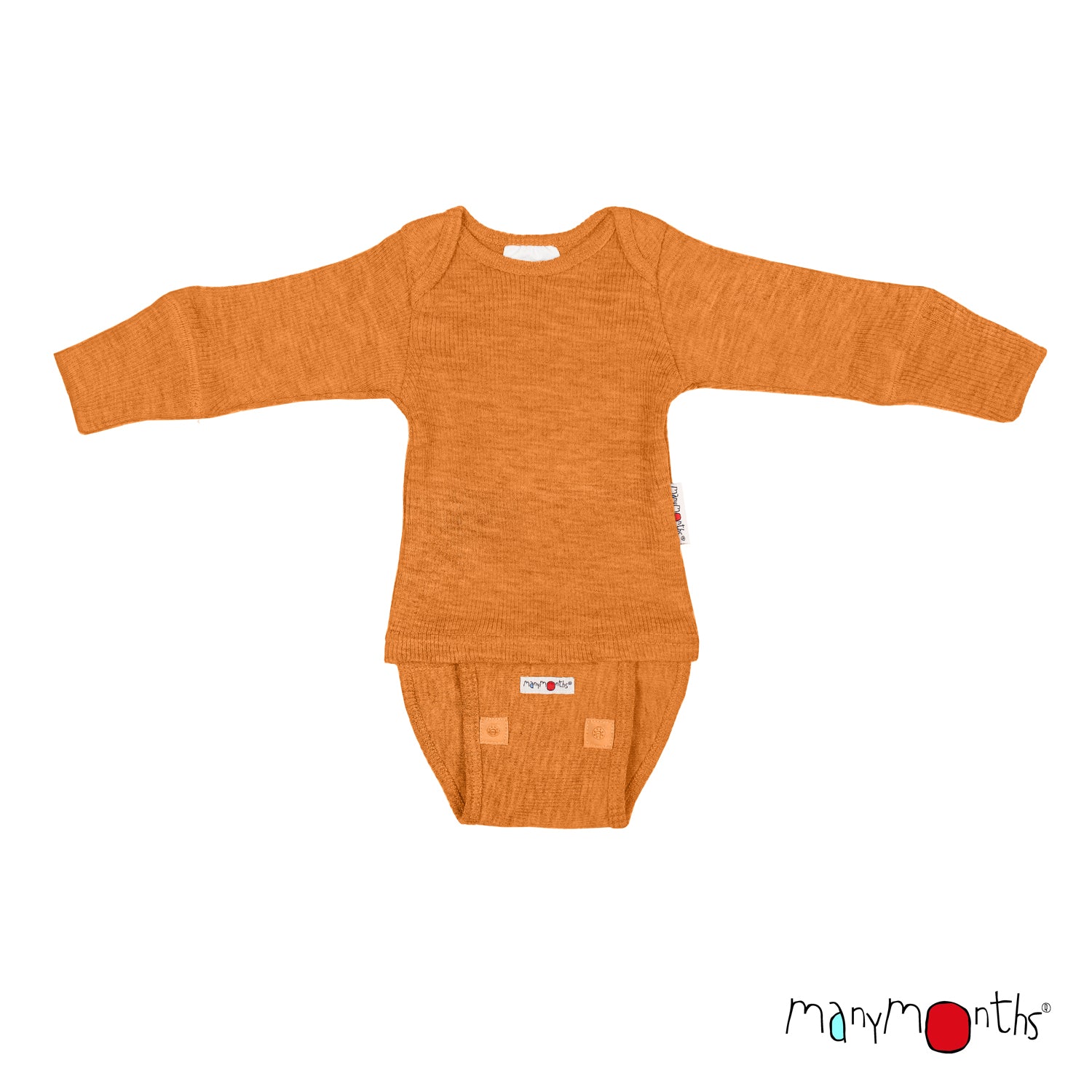 ManyMonths Natural Wollies Body/Shirt Long Sleeve - Tangerine Marmalade ManyMonths