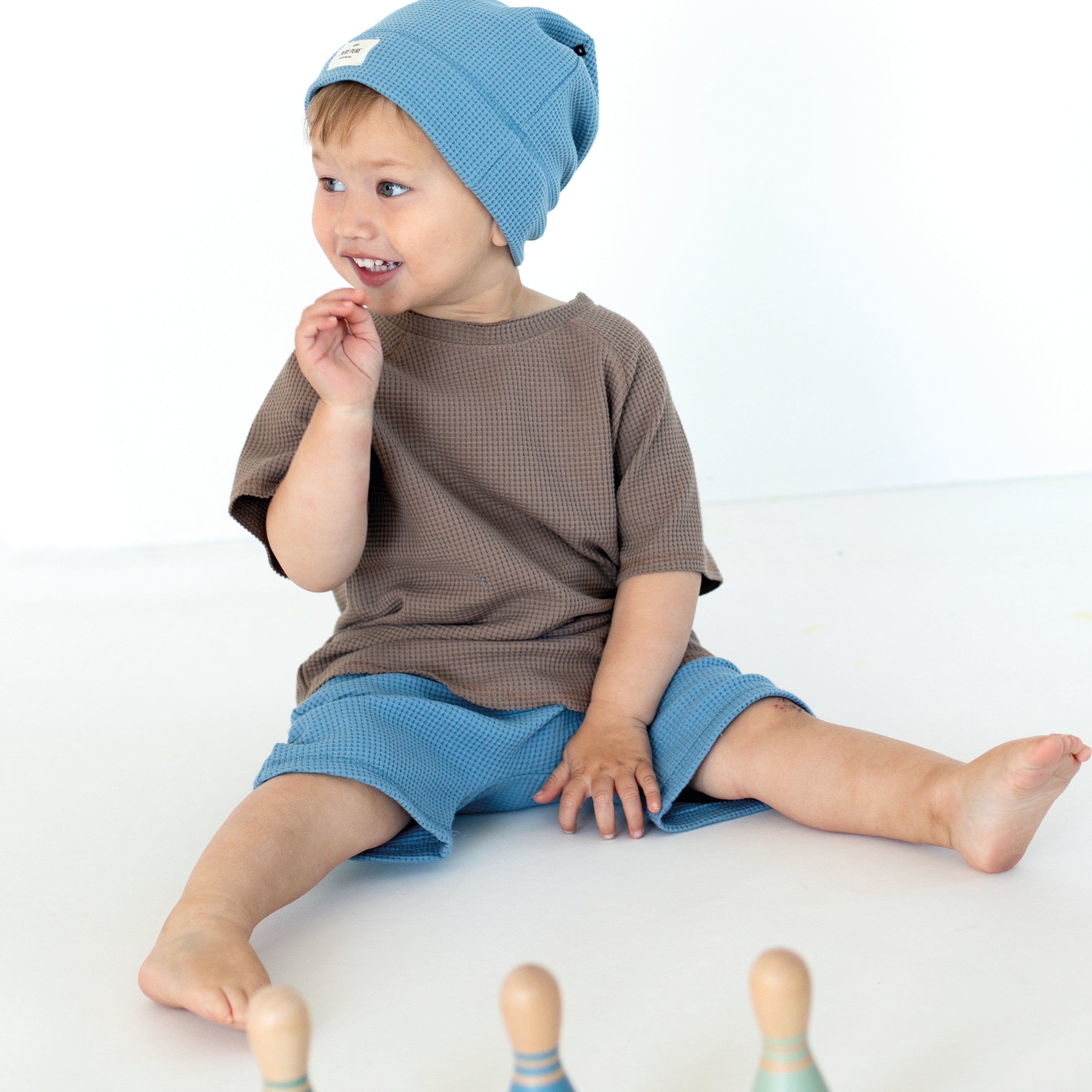 PurePure Beanie Waffeloptik - dark powder purepure