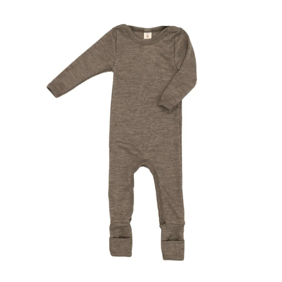 Engel Wolle/Seide Pyjama mit Beinumschlag - walnuss Engel