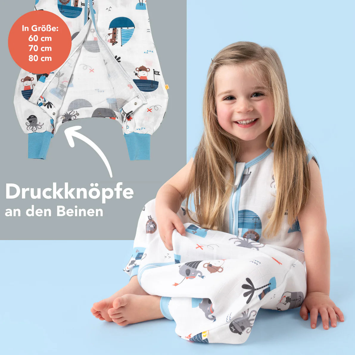 Schlummersack 0.5 Tog Musselin Bambusviskose - Pirat Slumbersac