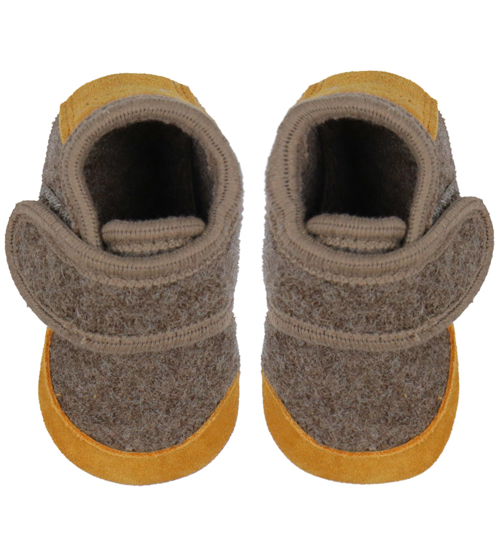 En Fant Krabbelschuhe/Finken mit verstärten Zehen aus Wolle - Walnut CeLaVi