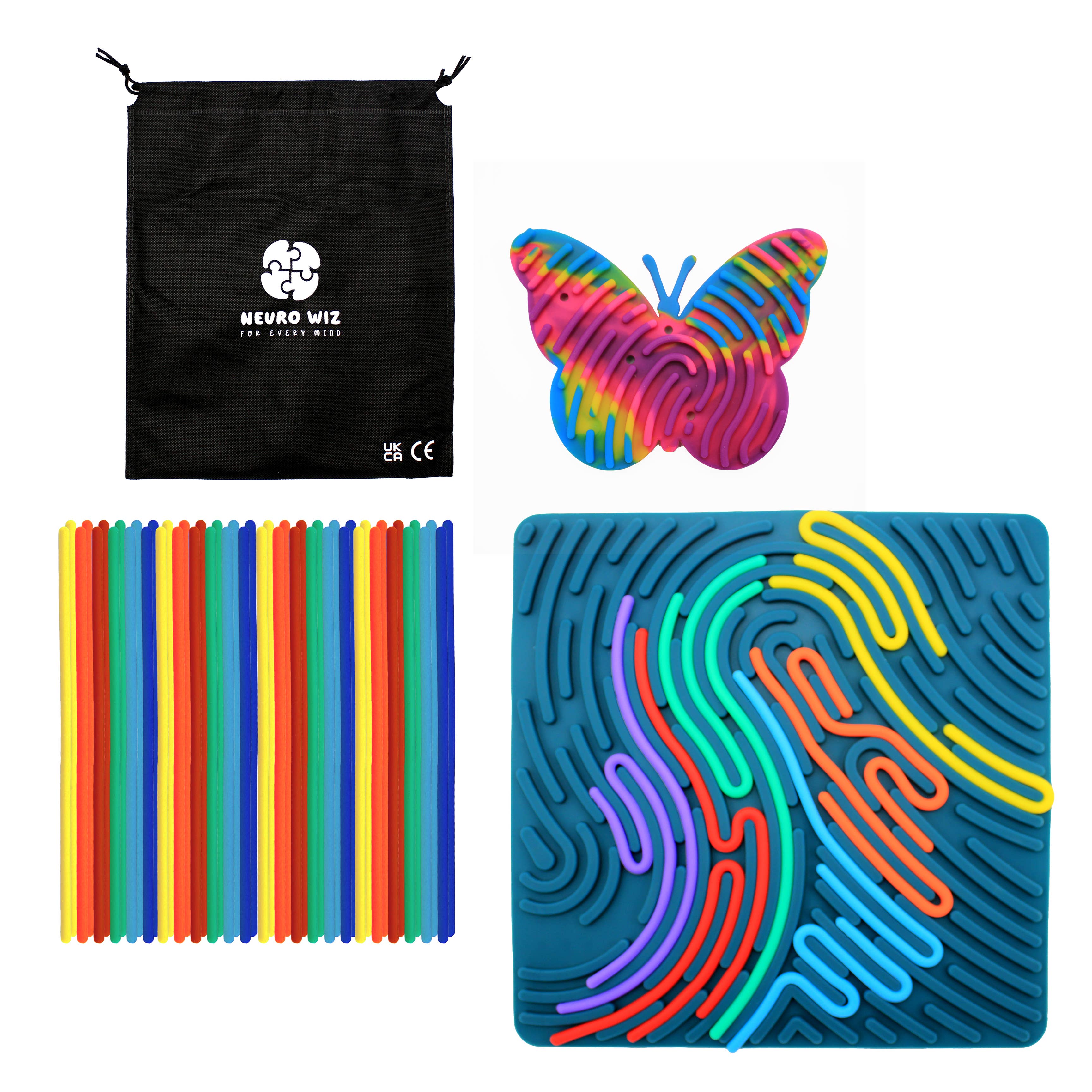 Sensorisches Silikon-Aktivitätsbrett: Quadrat + Schmetterling Ana Wiz