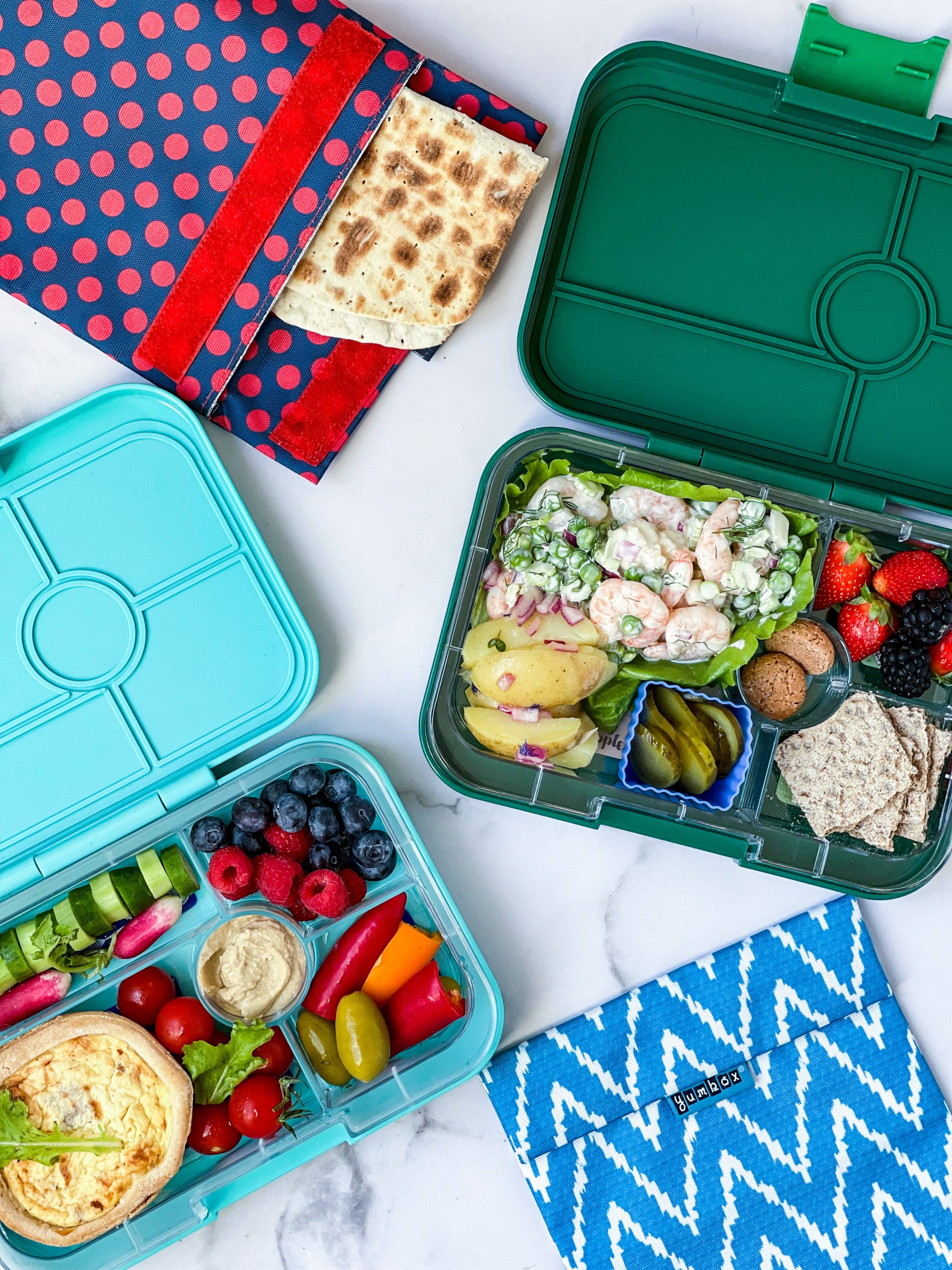 Auslaufsichere Yumbox Tapas Bento Brotdose - 4 Fächer mit Limettenschale - Grosse Grösse - palmengrün Yumbox