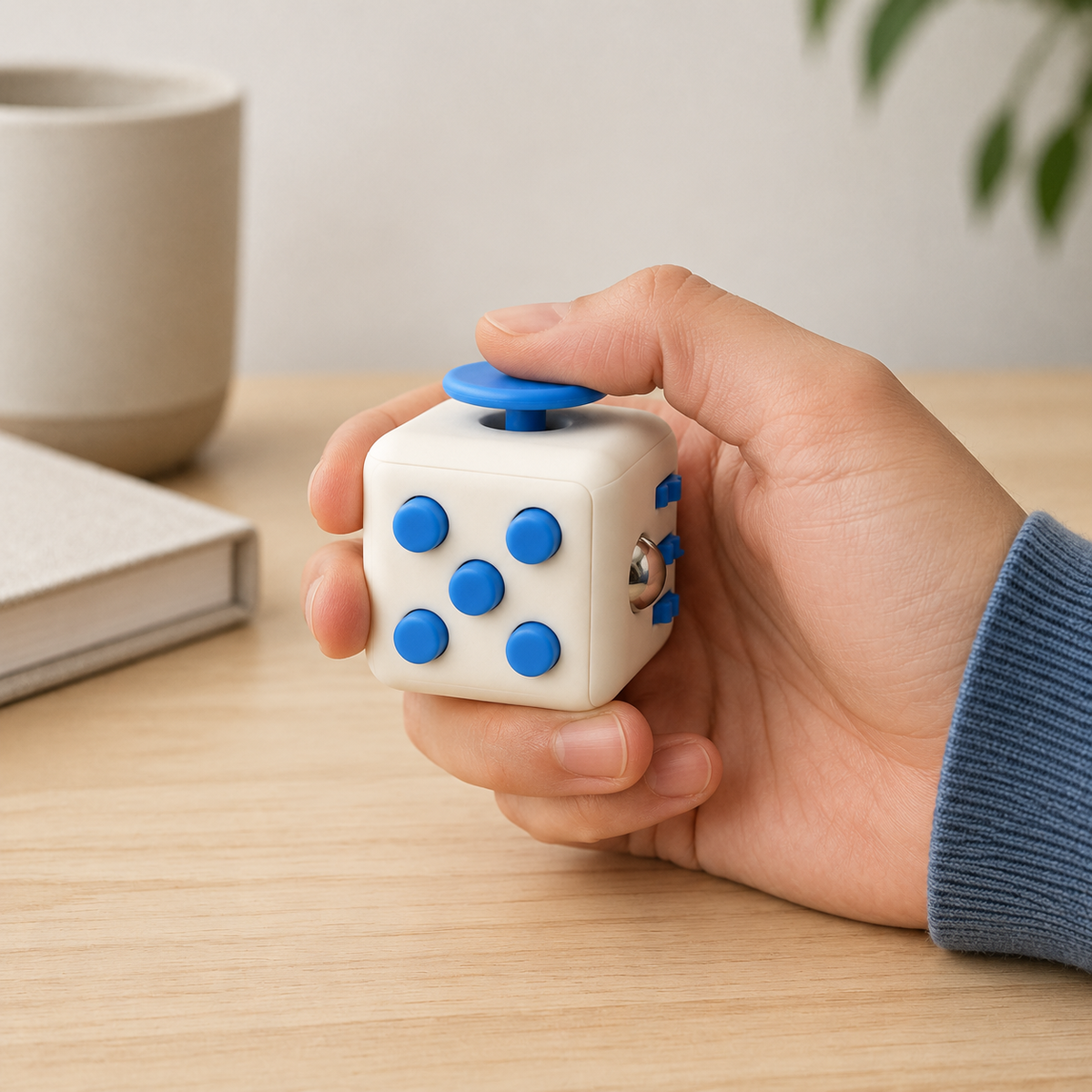 Fidget Cube – multisensorisches, taktiles Spielzeug: Weiß & Blau Ana Wiz