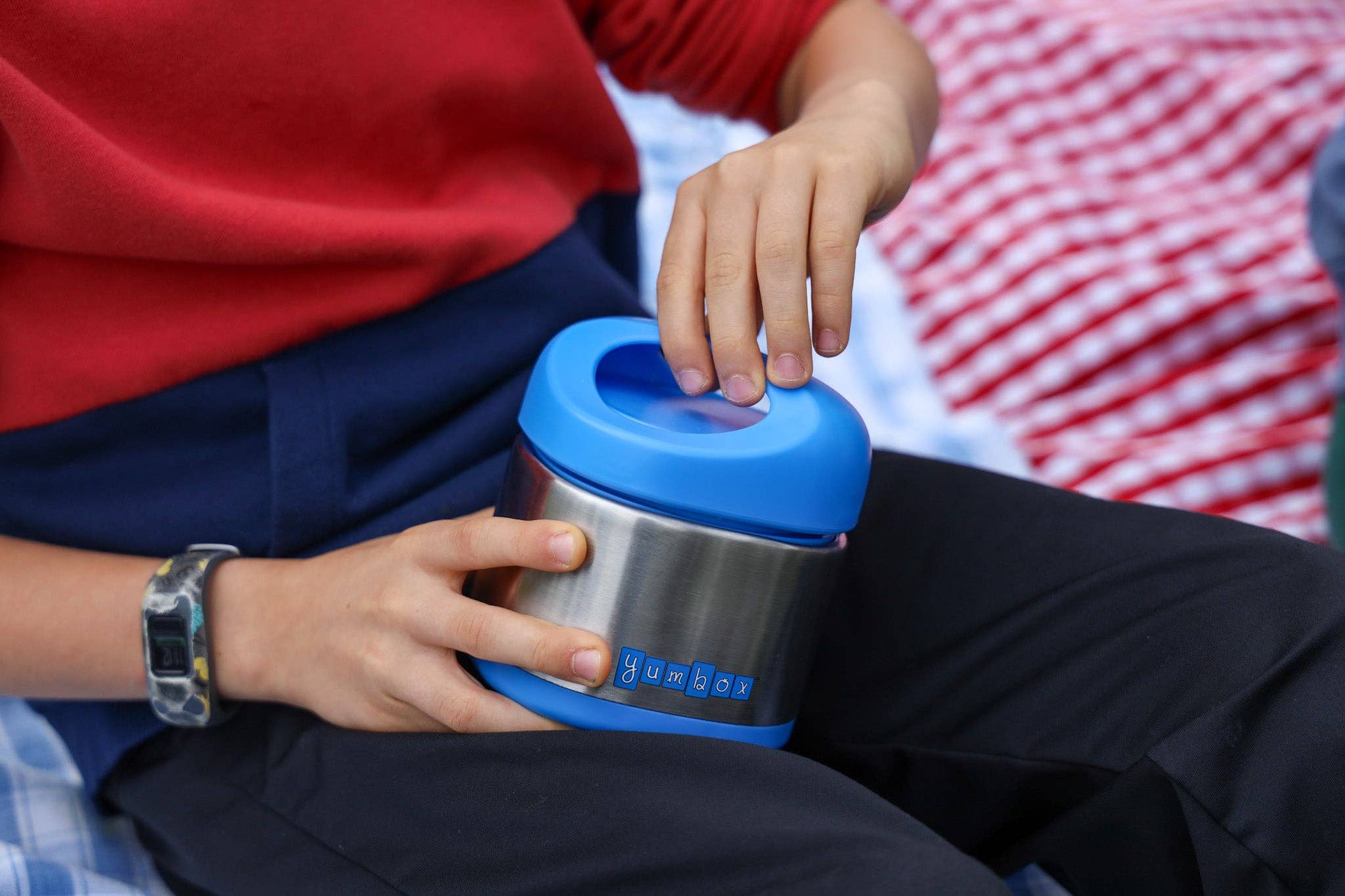 Yumbox Cubi Thermo-Essensbehälter für Kinder - Einfach zu tragen und zu öffnen, 10 oz - Surfblau Yumbox