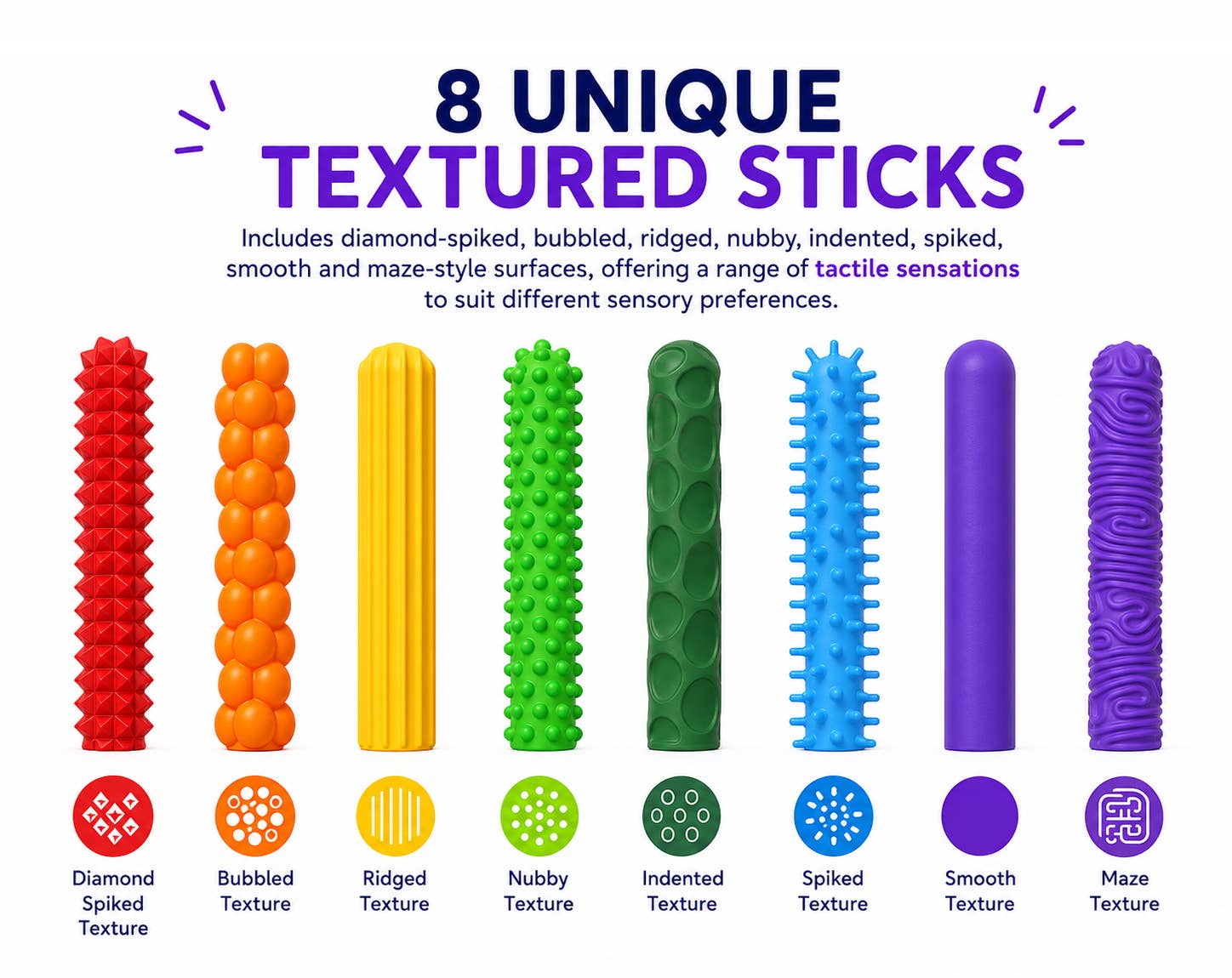 Sensorische Fidget-Sticks (8er-Pack) Ana Wiz