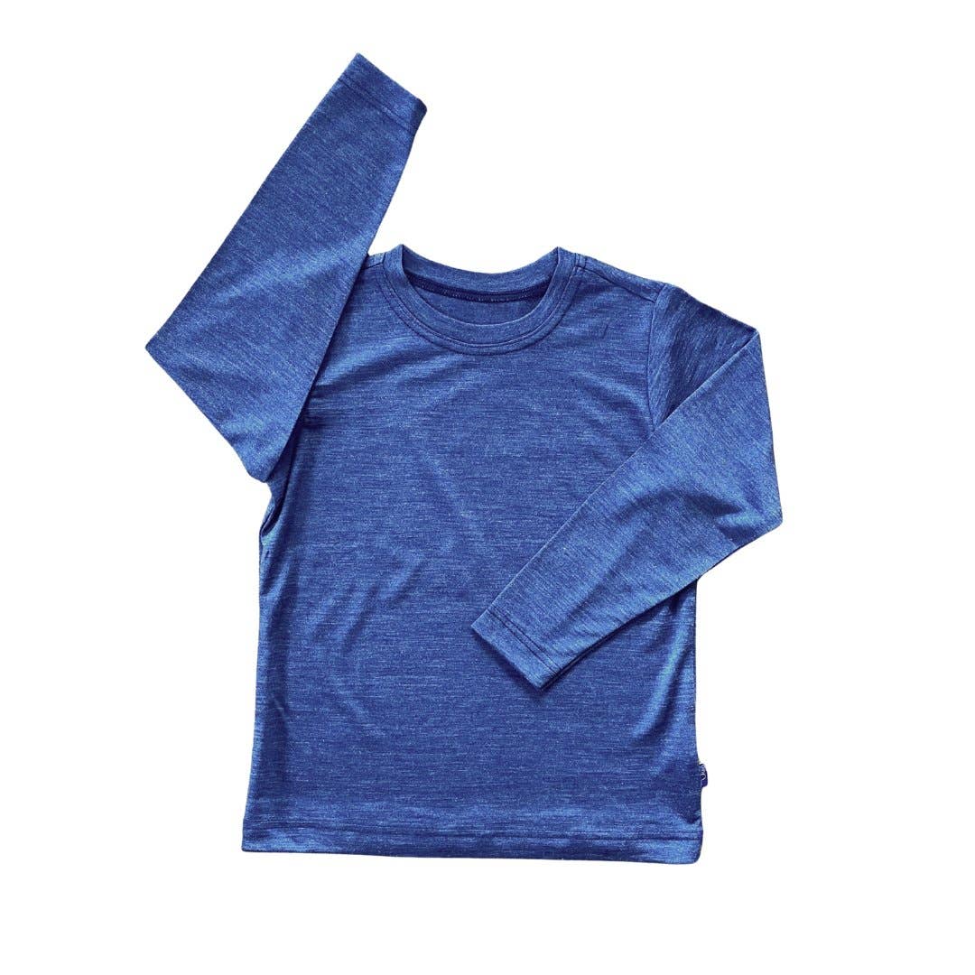 Shirt royal blau uni, Merinowolle & Seide (bio/GOTS): 134-140 Glückskind