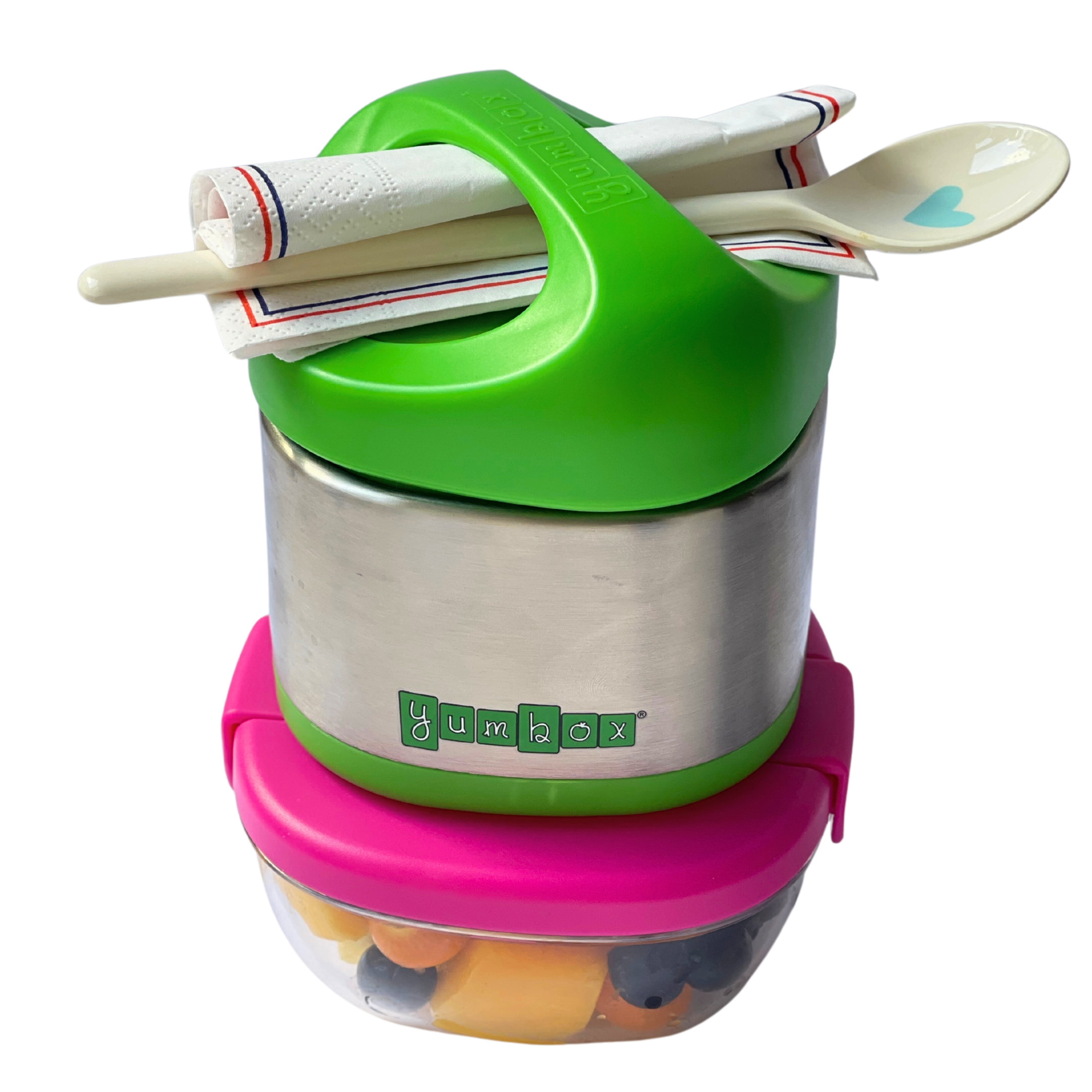 Auslaufsichere Snackschale mit 3 Fächern - Himbeerrosa Yumbox