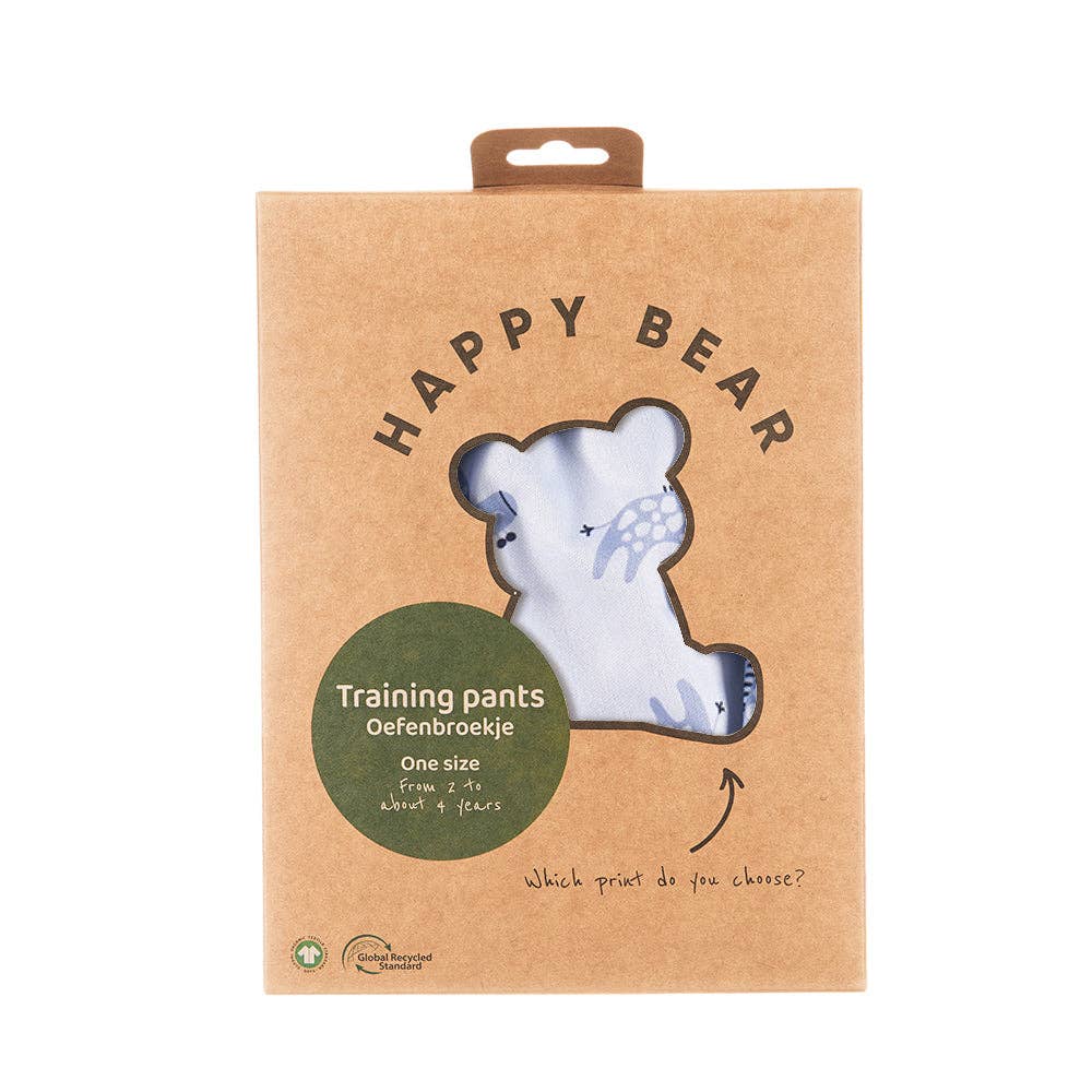 Happy Bear Trainingshose | Einheitsgrösse 2—4 Jahre | Stretch-Passform | Trainingshose für Töpfchen | Blaue Giraffe HappyBear Diapers
