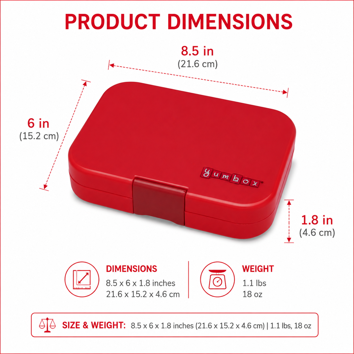 Yumbox Original auslaufsichere Bento-Lunchbox · Wow Rot Katzen & Hunde Yumbox