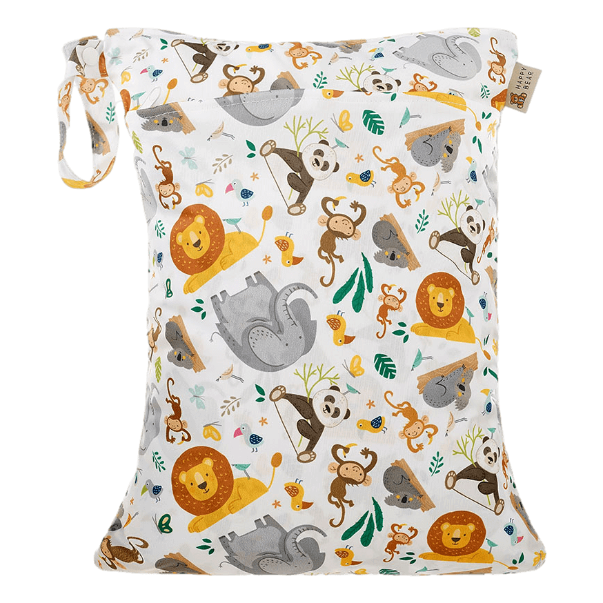 Nasstasche | Zwei Fächer | 30x40cm | Wild Animals HappyBear Diapers