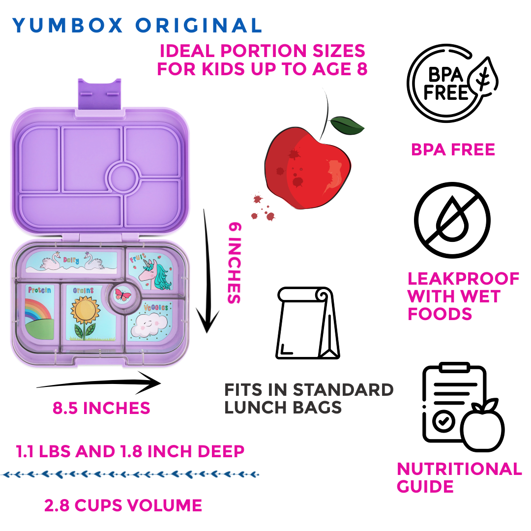 Auslaufsichere Bento-Lunchbox für Kinder - Yumbox Lavande Lila (Einhorn) - Original (M) Yumbox