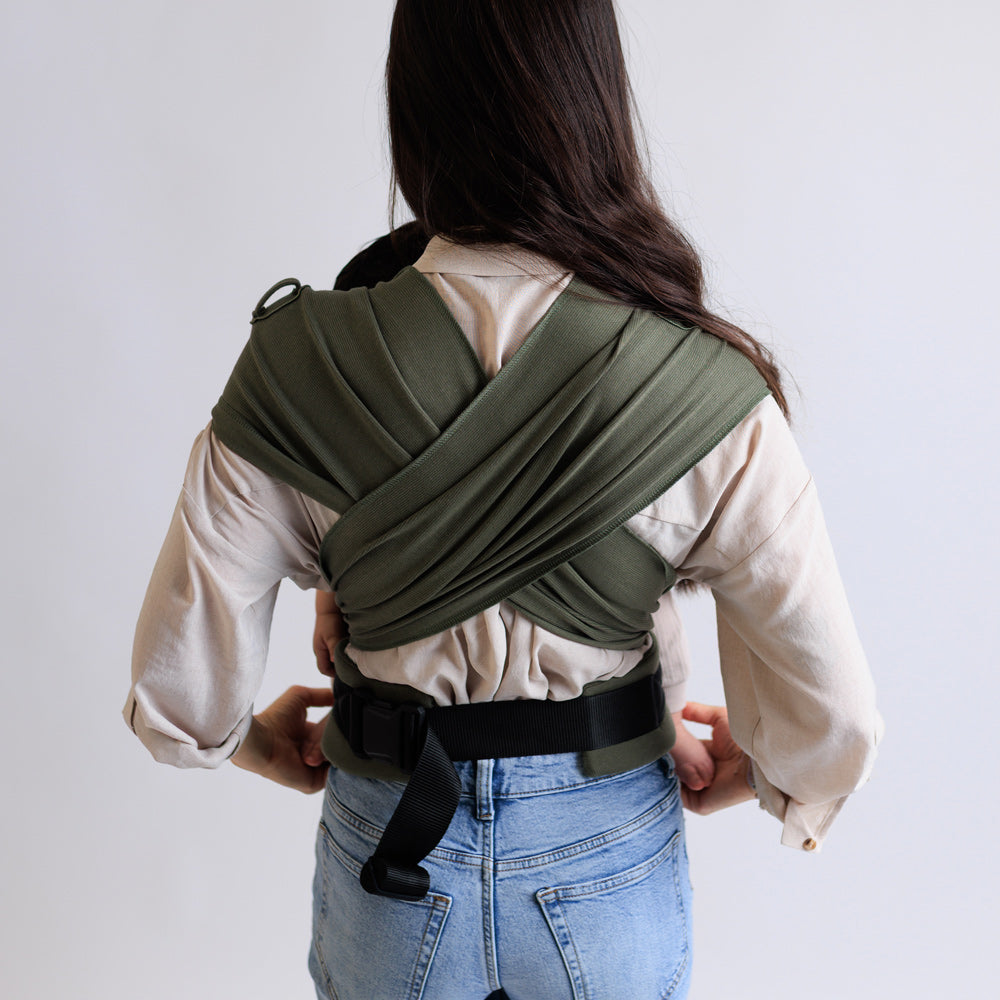 COCOOME® HELIUM Plus - elastische Babytrage Wrapconversion - Moss cocoome