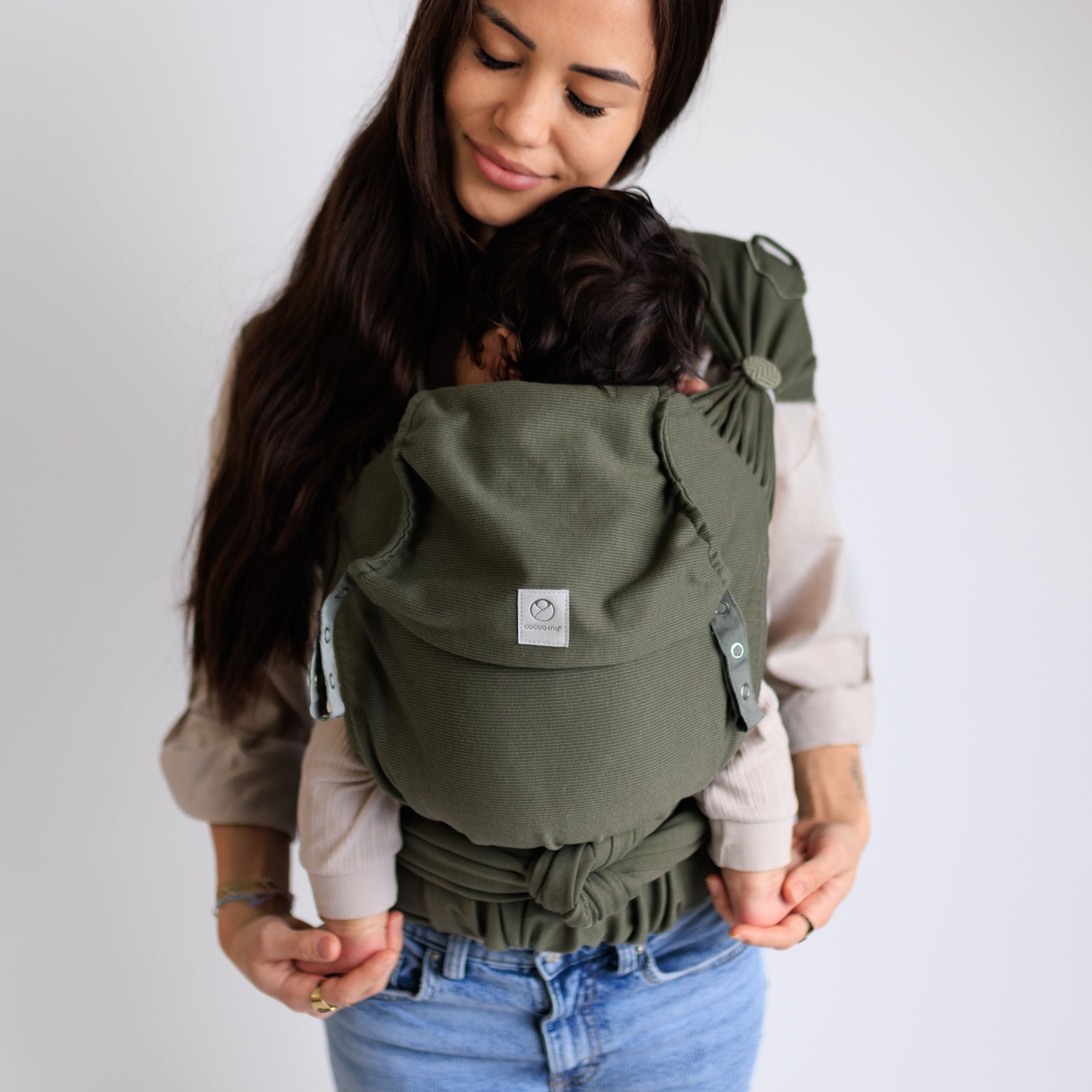 COCOOME® HELIUM Plus - elastische Babytrage Wrapconversion - Moss cocoome