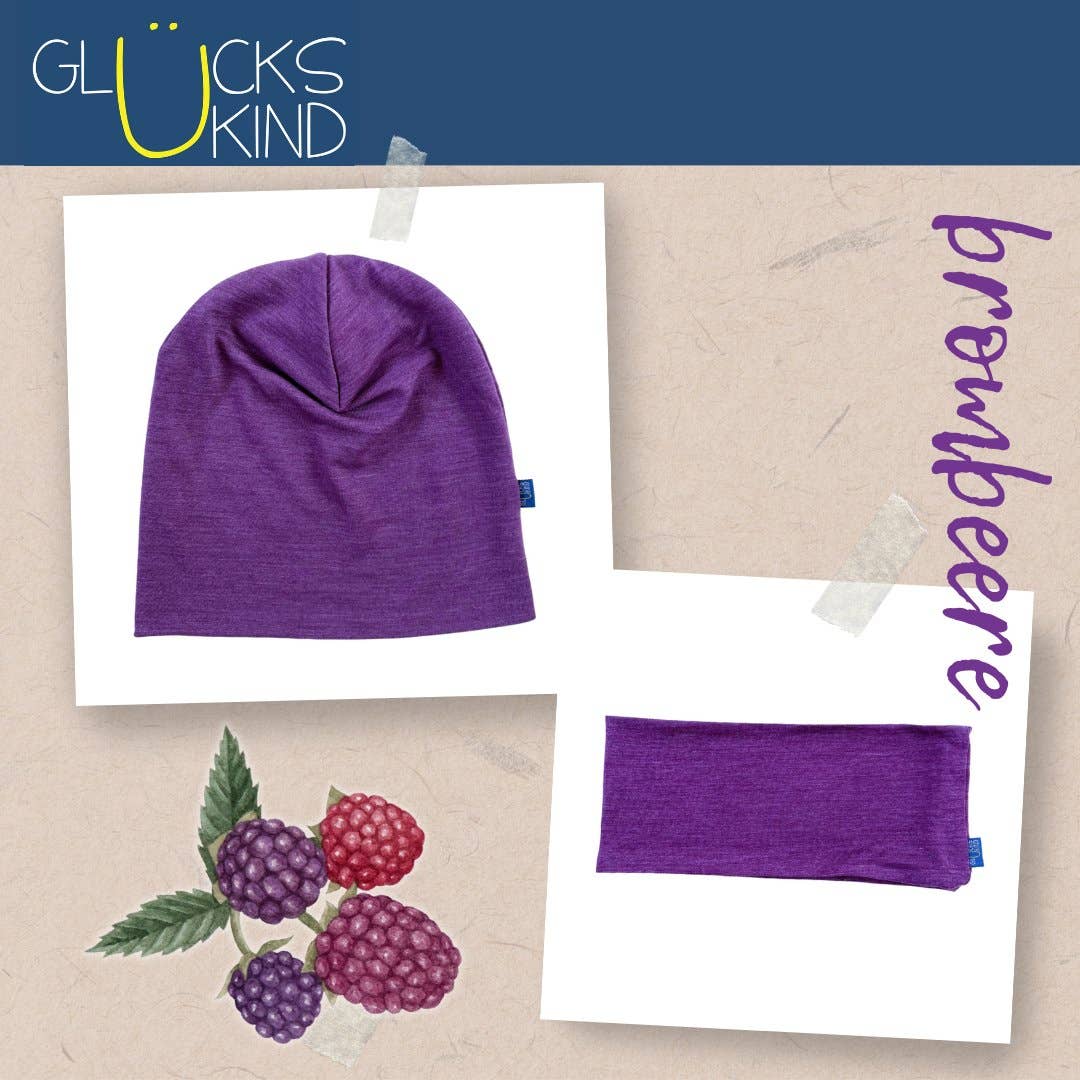 Stirnband brombeere, Merinowolle & Tencel (bio/Bluesign): L Glückskind