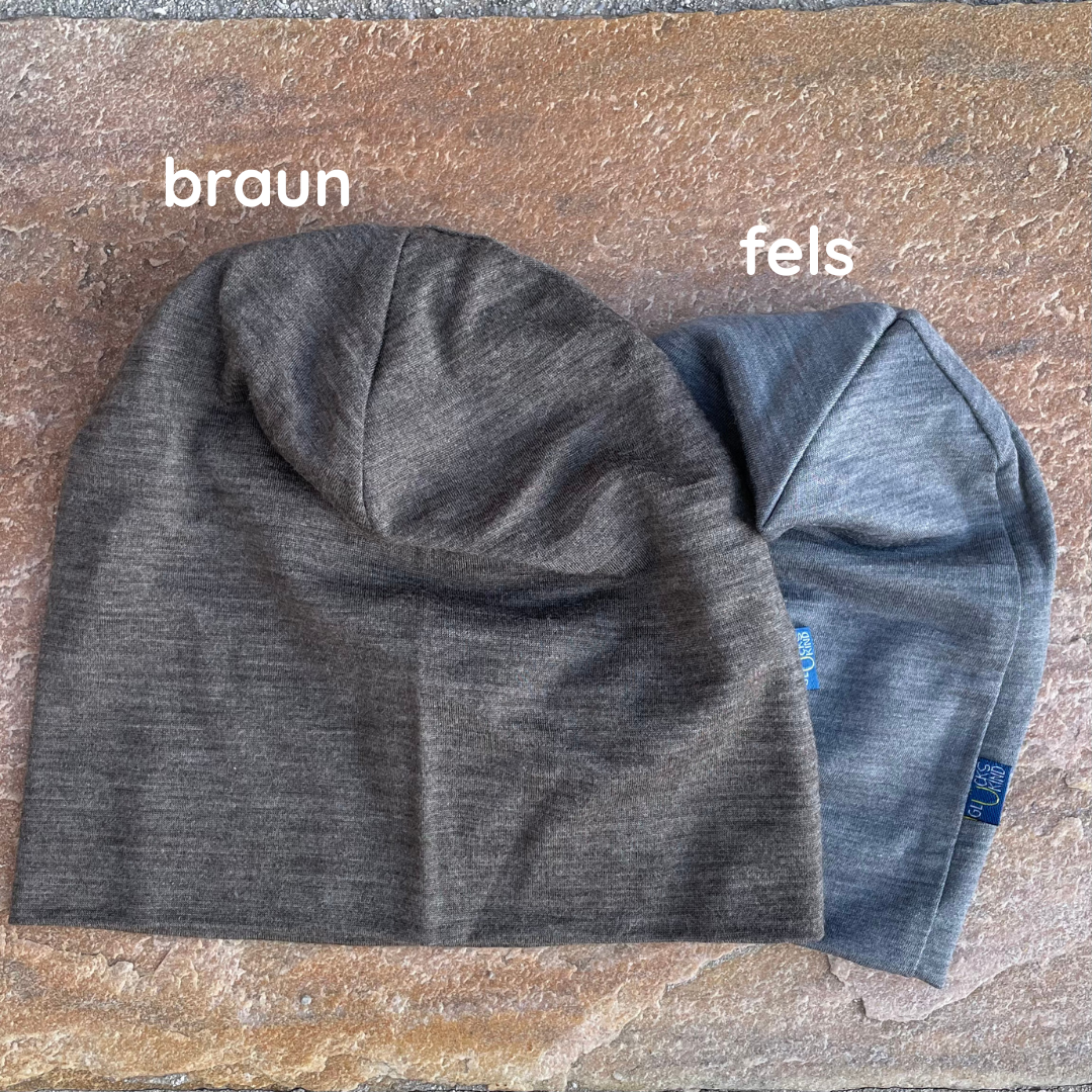 Stirnband muskat braun, Merinowolle & Seide (bio/GOTS): L Glückskind