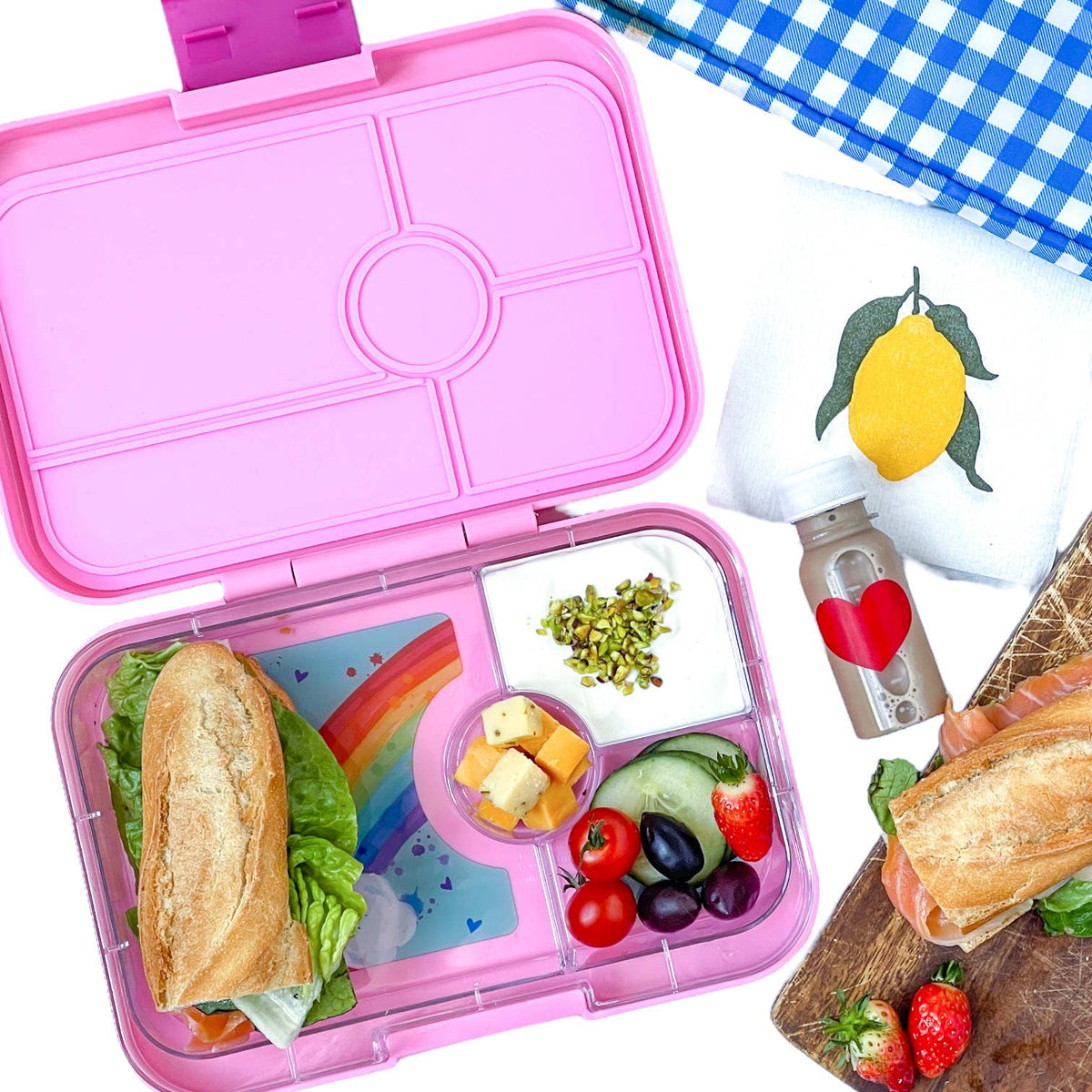 Yumbox Tapas - Auslaufsichere Bento-Box mit 4 oder 5 Fächern: Antibes Blue with Bon Appetit Tray Yumbox