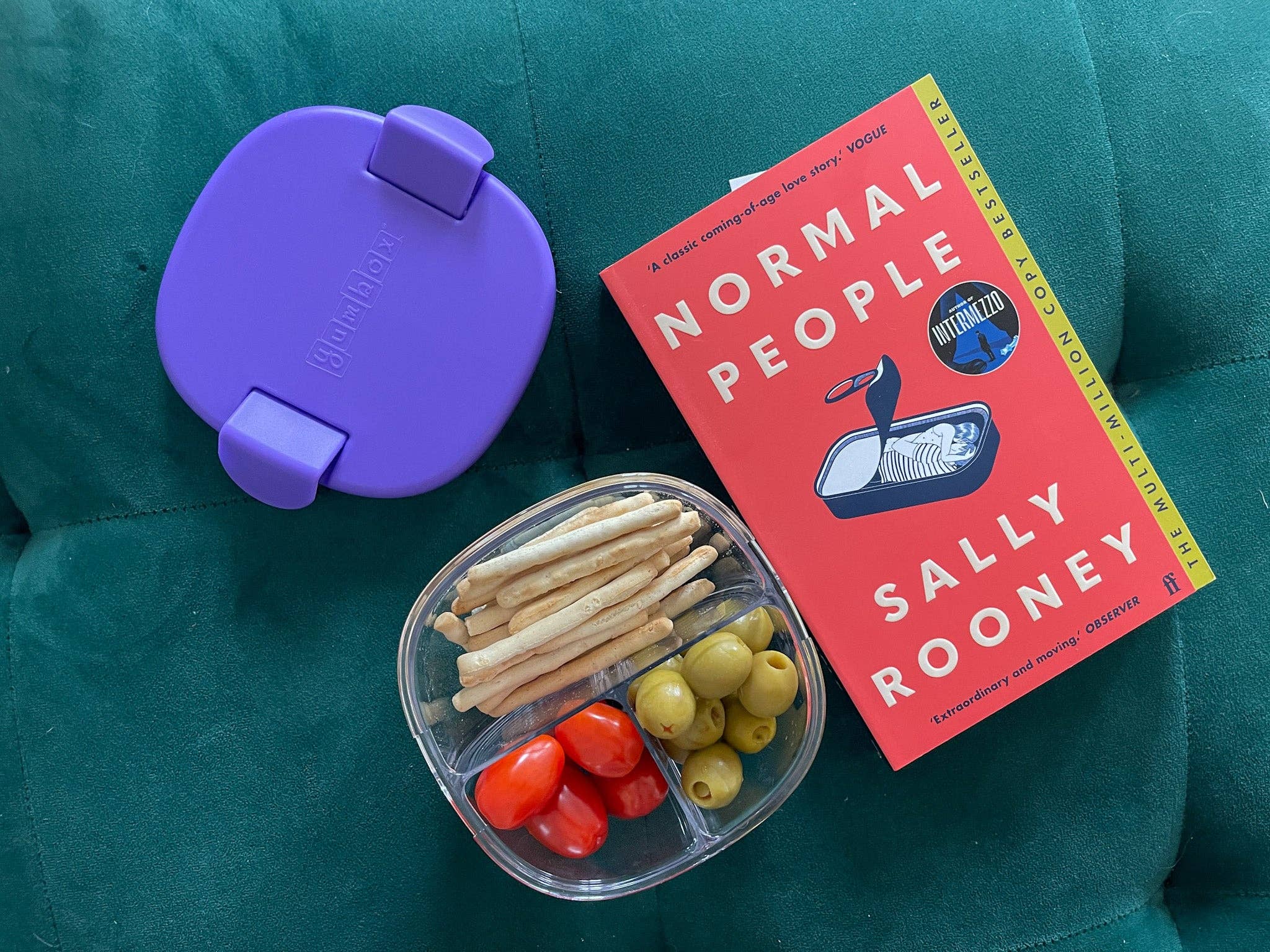 Auslaufsichere Snackschale mit 3 Fächern - Dunstlila Yumbox