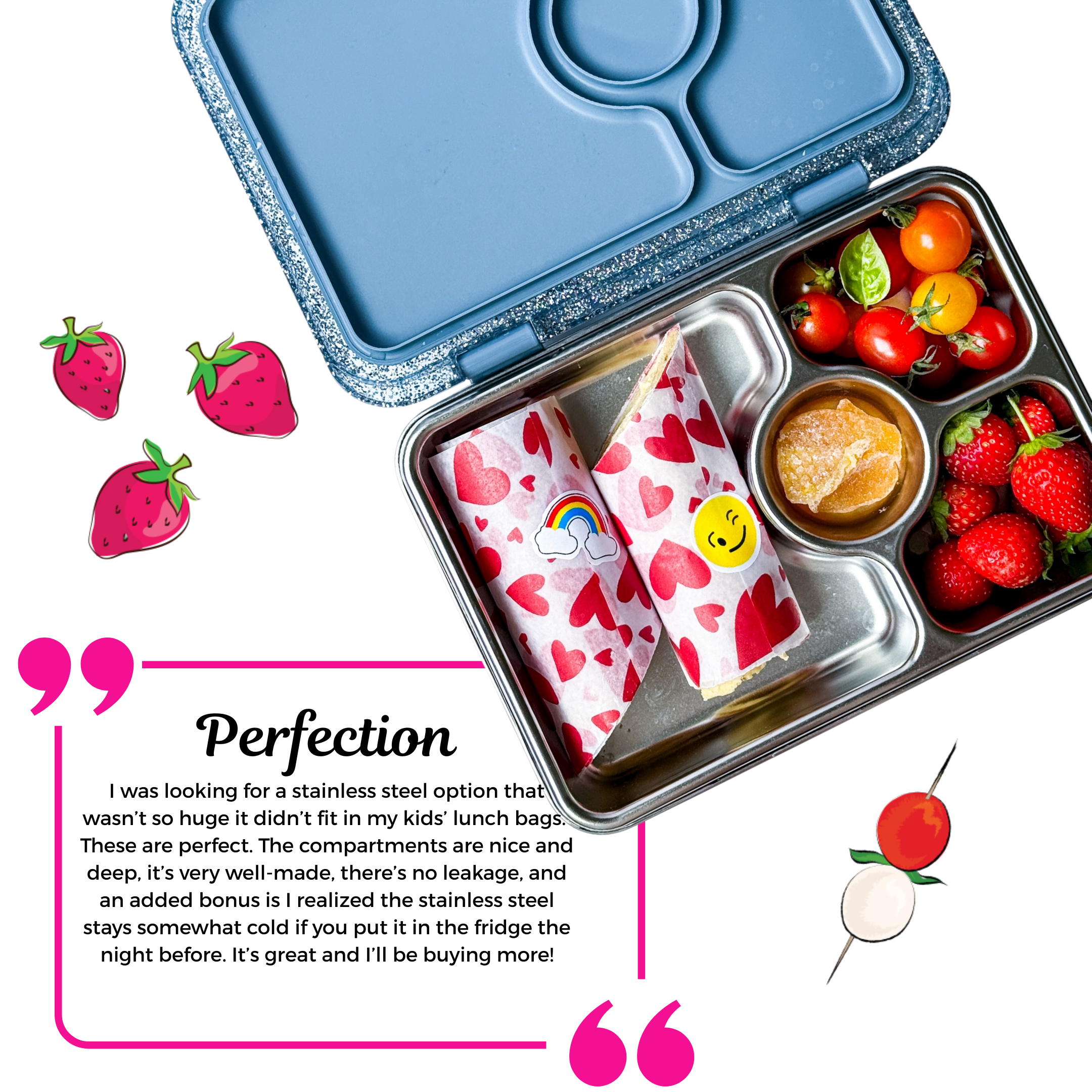 Yumbox Prêt – Glitzernde, auslaufsichere Bento-Box aus Edelstahl Yumbox