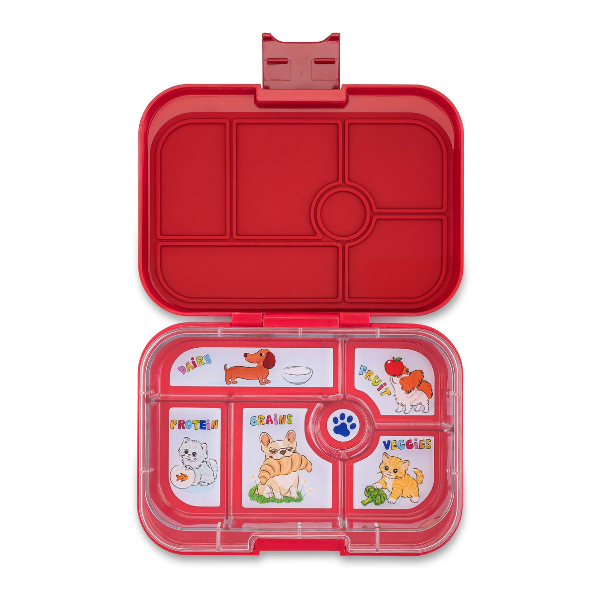 Yumbox Original auslaufsichere Bento-Lunchbox · Wow Rot Katzen & Hunde Yumbox
