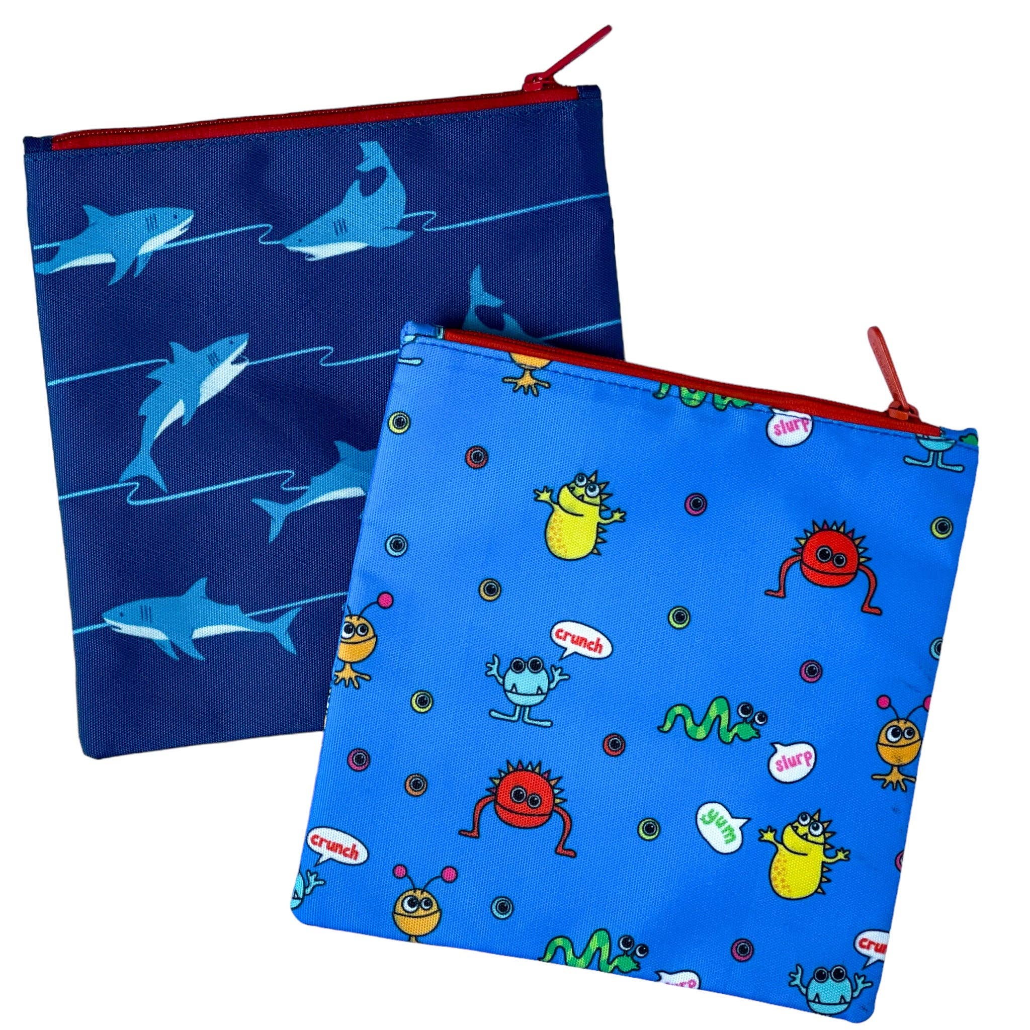Wiederverwendbarer Sandwichbeutel — 2er-Set — Atlantic Sharks & Monster Yumbox
