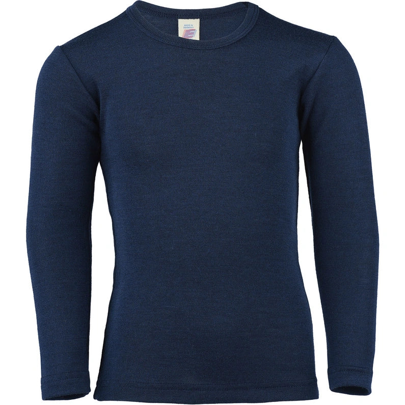Engel Wolle/Seide Shirt langarm - Navy-blue Engel