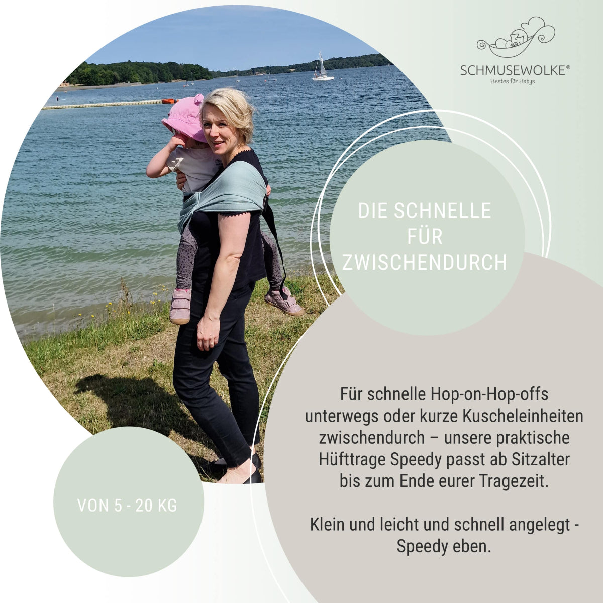 Schmusewolke Speedy Hüfttrage Musselin - Silvergrey Schmusewolke