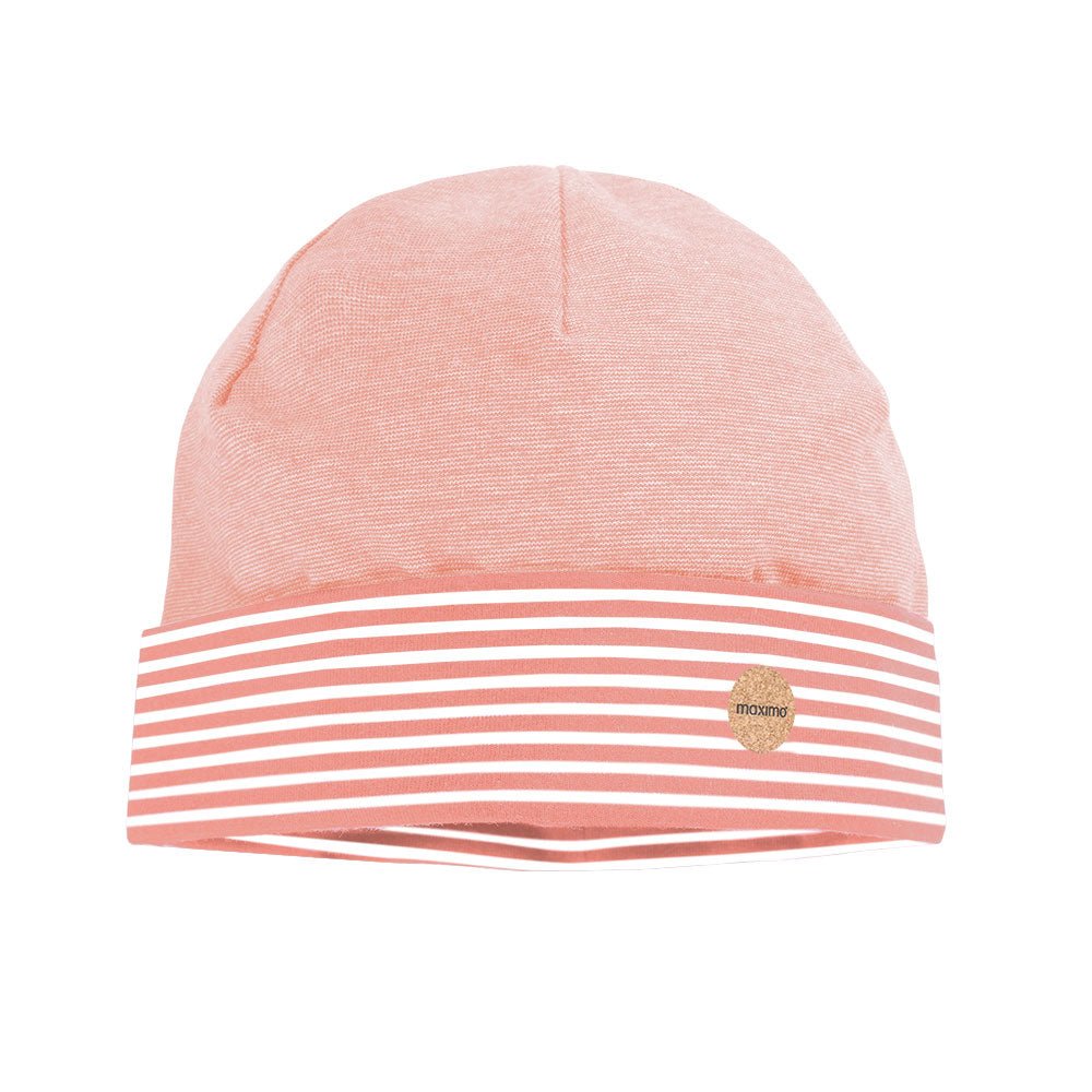 Maximo Baby-Beanie aus Jersey mit Umschlagrand - candy peach - Familienbande - maximo