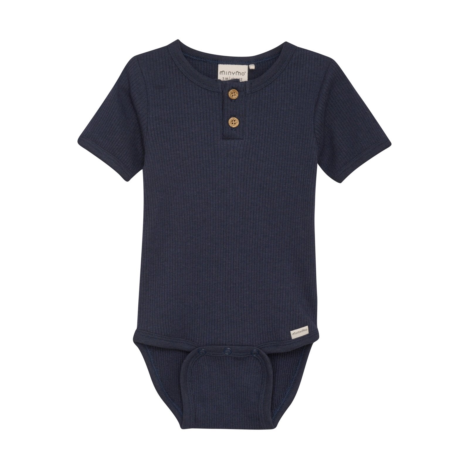 Minymo Tencel kurzarm Body in Rippoptik - blue nights - Familienbande - Minymo