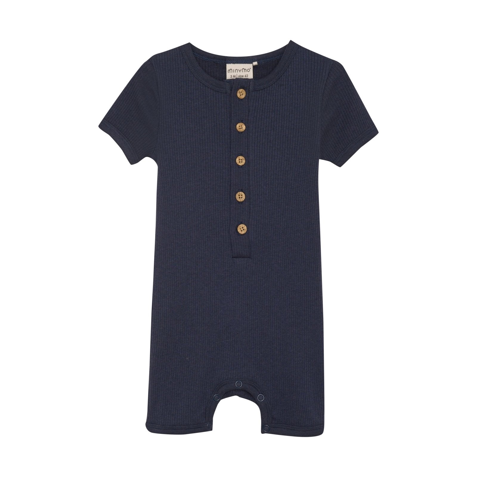 Minymo Tencel kurzarm Jumpsuit Rippoptik - blue nights Minymo