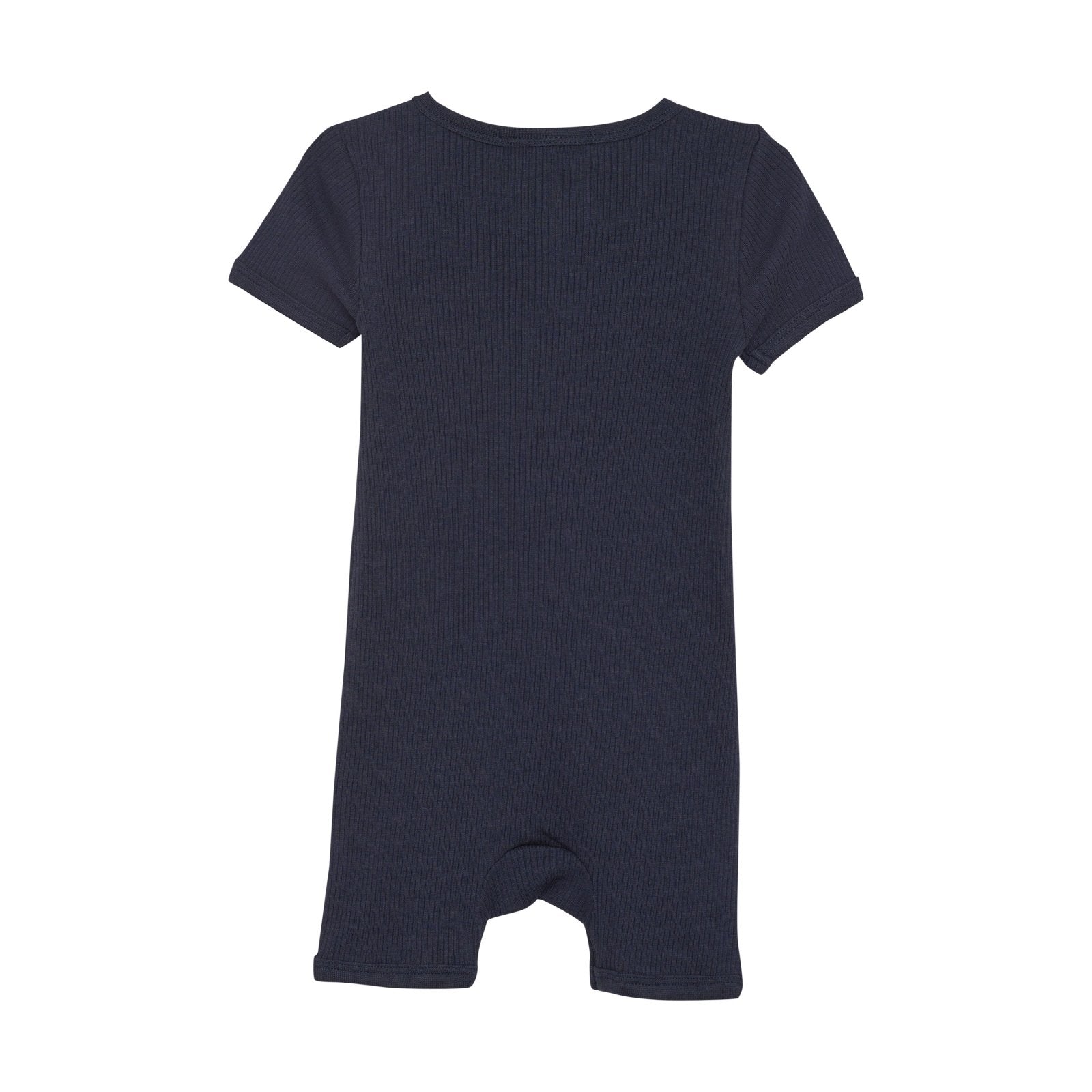 Minymo Tencel kurzarm Jumpsuit Rippoptik - blue nights - Familienbande - Minymo