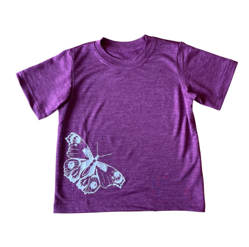Glückskind T-Shirt Merinowolle & Seide - Zwetschke mit Schmetterling Glückskind