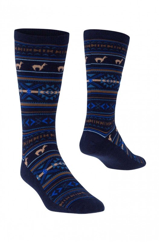 Alpaka Socken Erwachsene - Jacquard blau - Familienbande