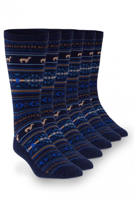 Alpaka Socken Erwachsene - Jacquard blau - Familienbande