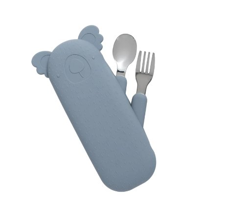 Besteckset aus Silikon the cotton cloud - grau/blau - Familienbande