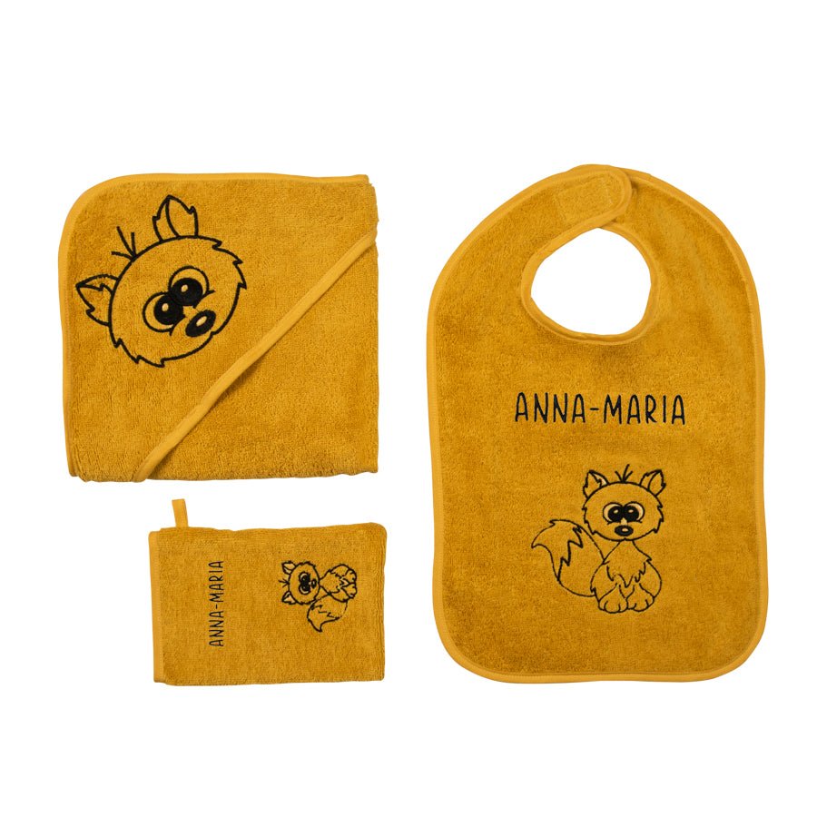 Brändi Kids 3er Set Lätzli - Poncho - Waschlappen - Fuchs - Familienbande