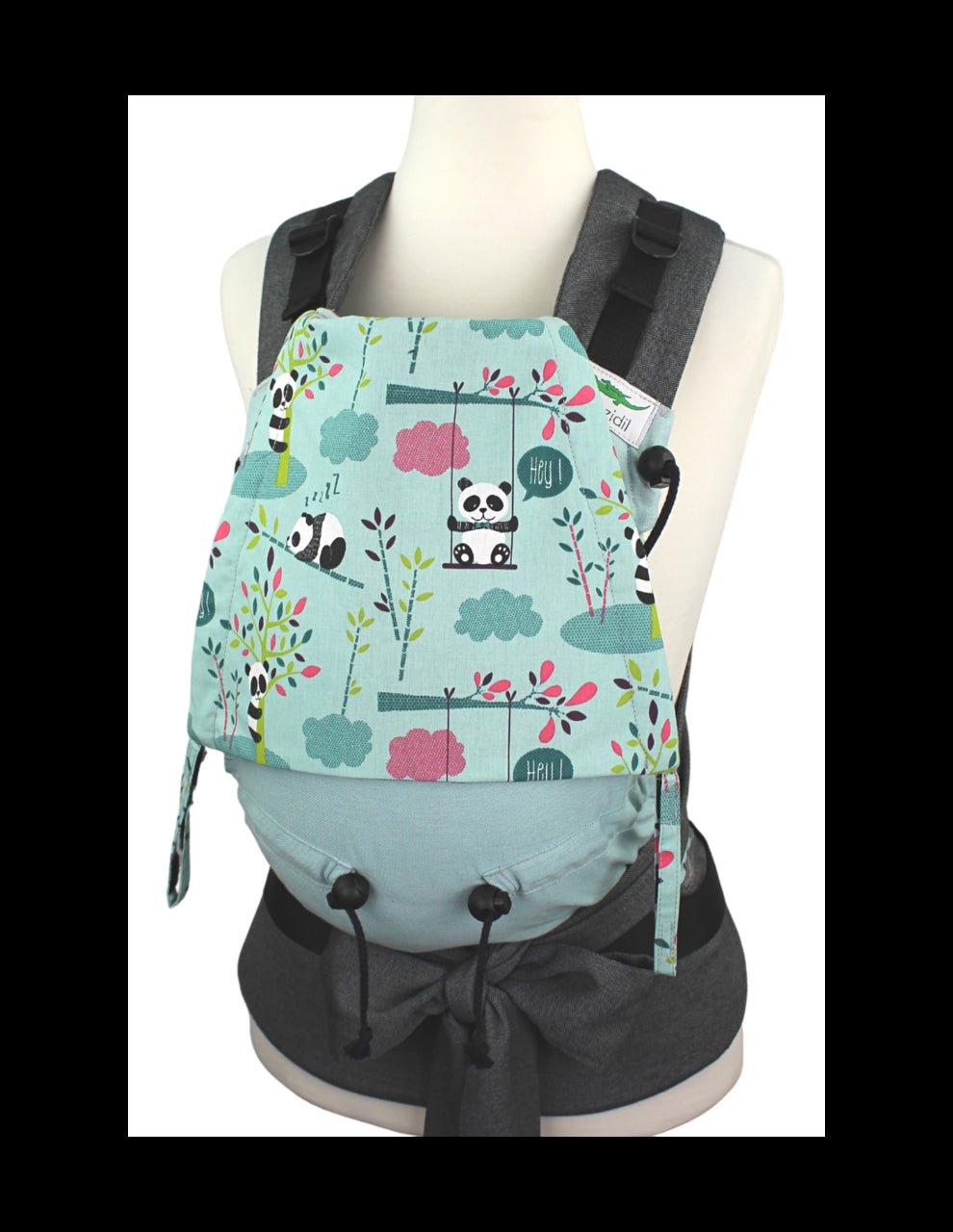 Buzzidil Babytrage MyTai Halfbuckle - Panda Mint - Familienbande