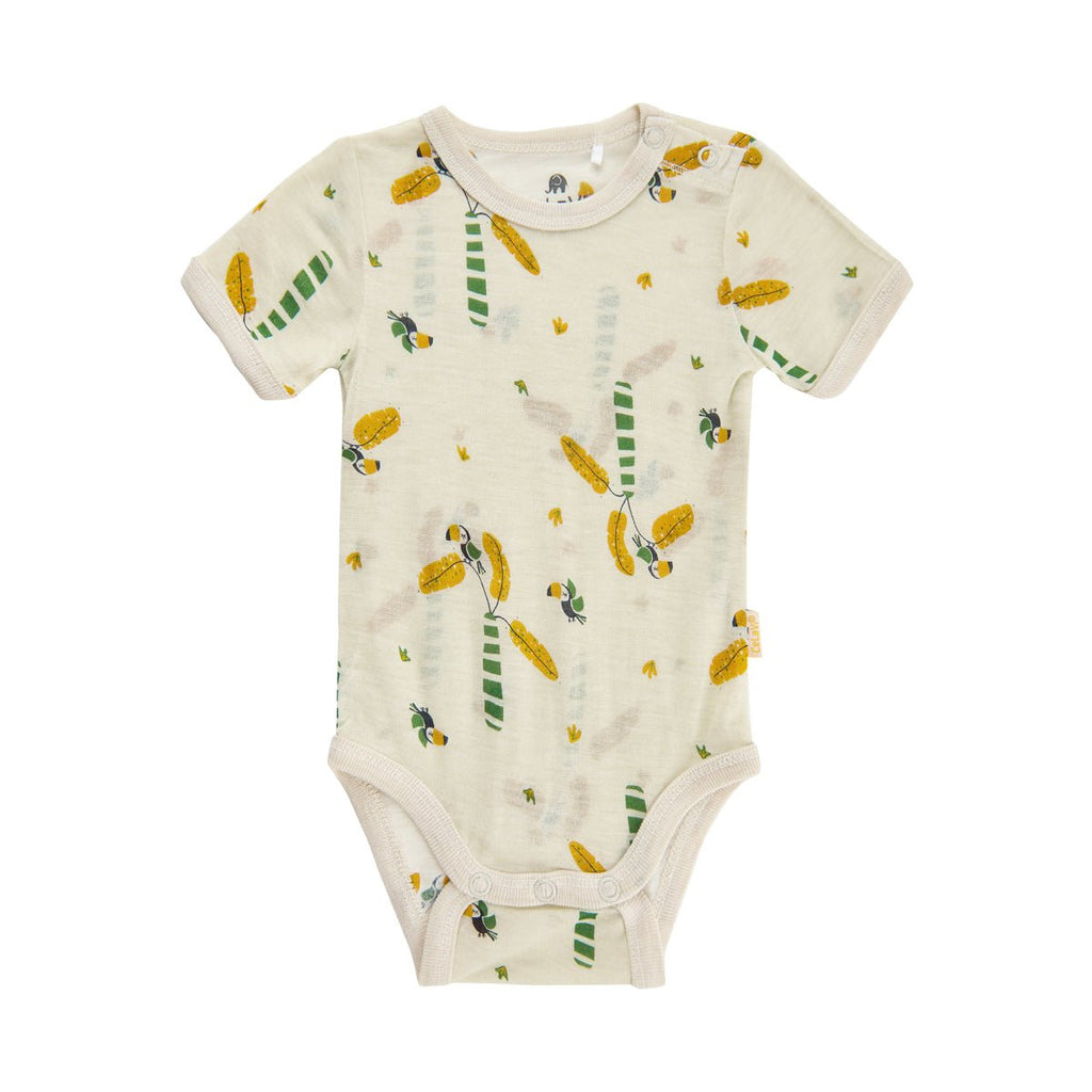 CeLaVi Kurzarm-Sommer Body Wolle/Bambusviskose Elm Green - Familienbande