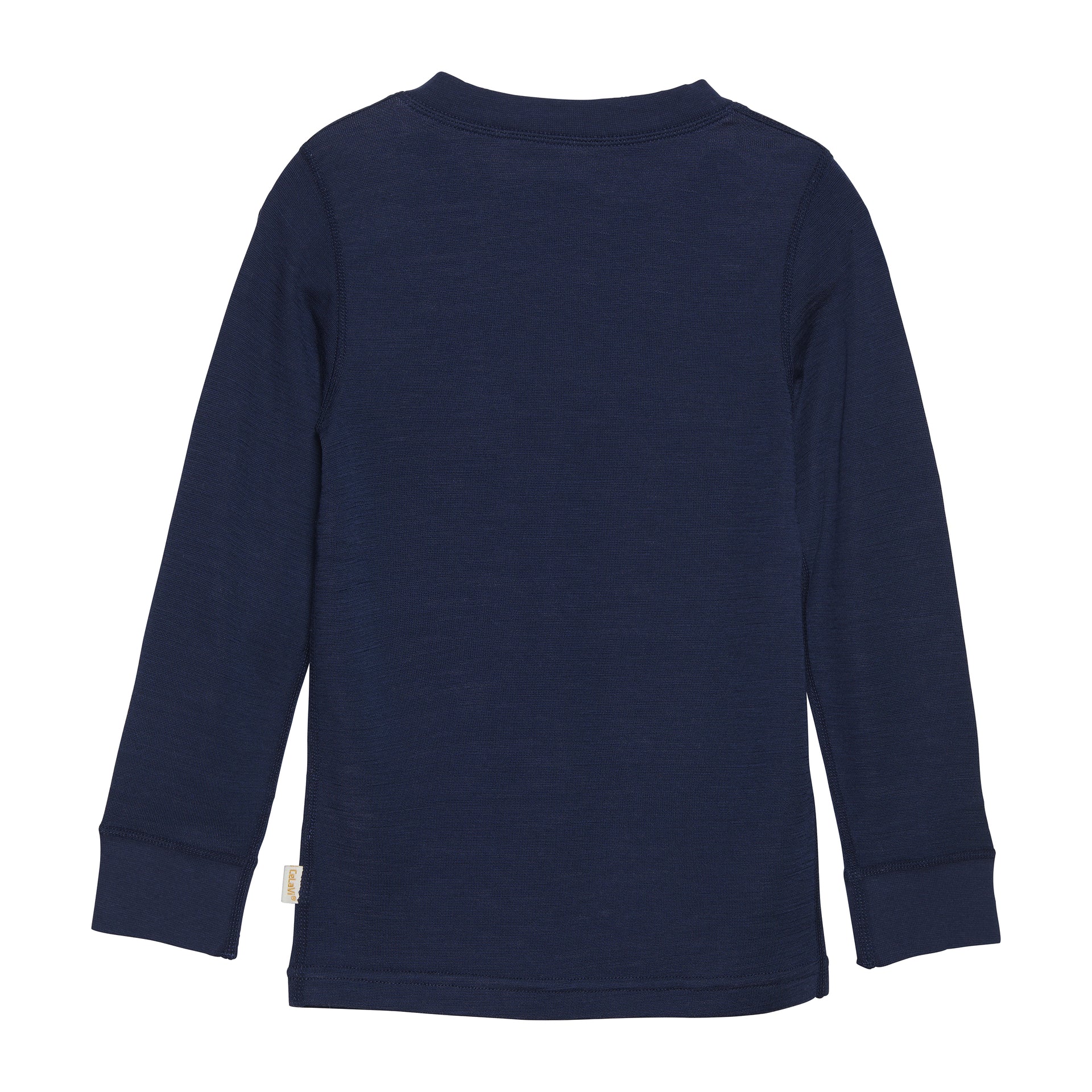 CeLaVi Langarm-Shirt Wolle/Bambusviskose - dunkelblau mit Knöpfen CeLaVi
