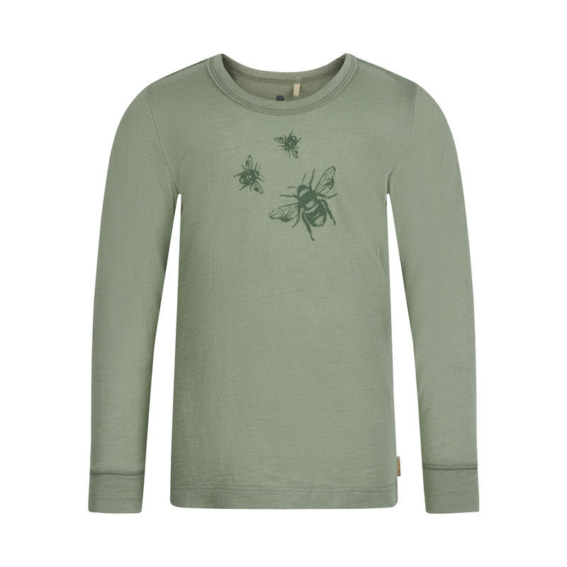 CeLaVi Sommer Shirt langarm Wolle/Bambusviskose grün - Familienbande