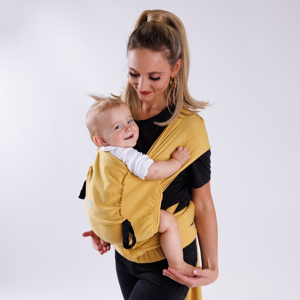 COCOOME® HELIUM - elastische Babytrage Wrapconversion - senf - Familienbande