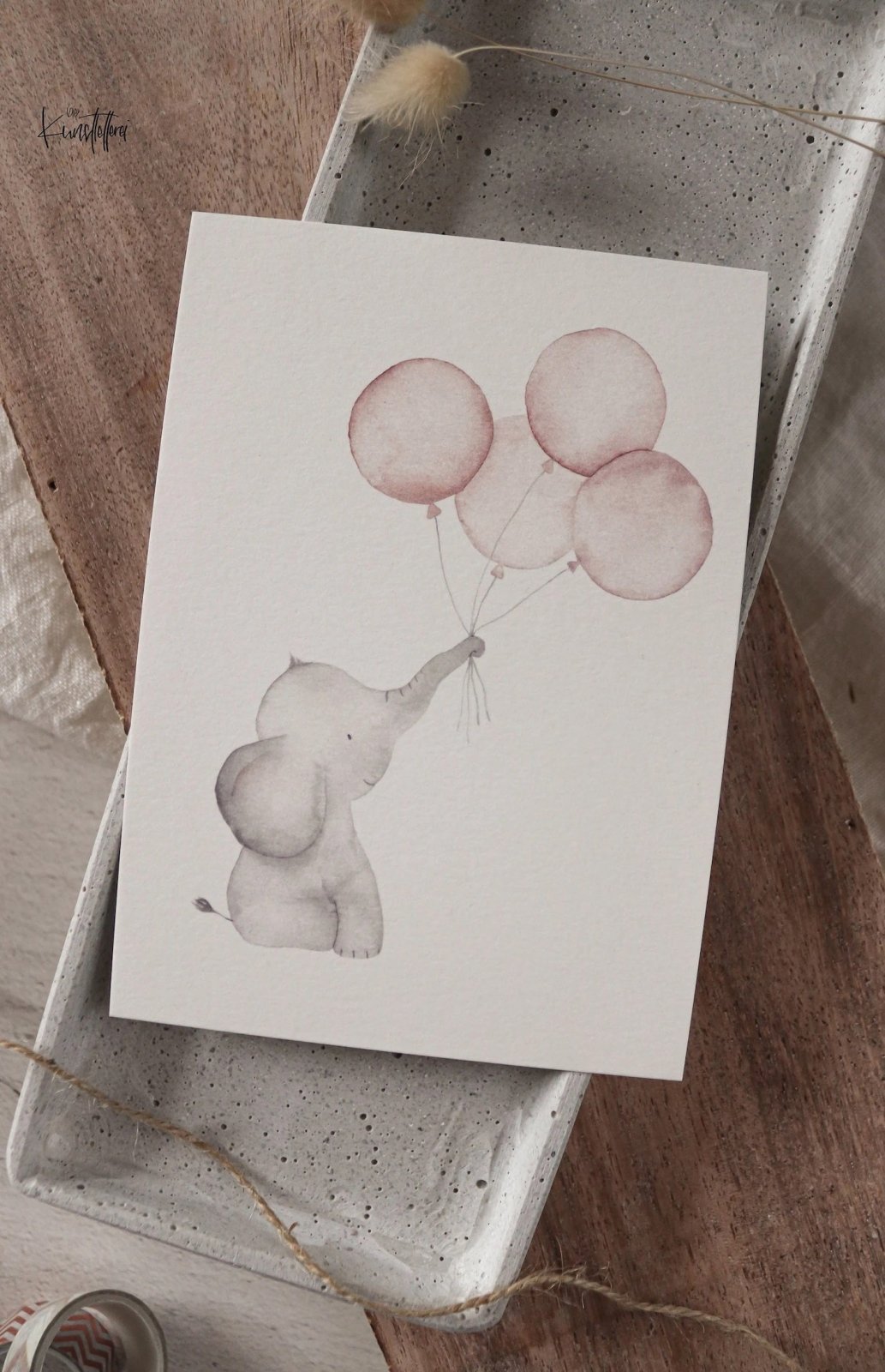 Elefant mit Ballon Karte - Familienbande - die kunstletterei