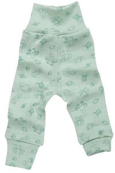 Engel Baby-Wolle/Seide-Hose lang mit Nabelbund pastellmint (bedruckt) - Familienbande