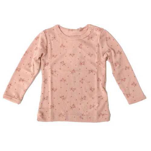 Fixoni Woll-Seide Shirt langarm - Blumen rosa - Familienbande