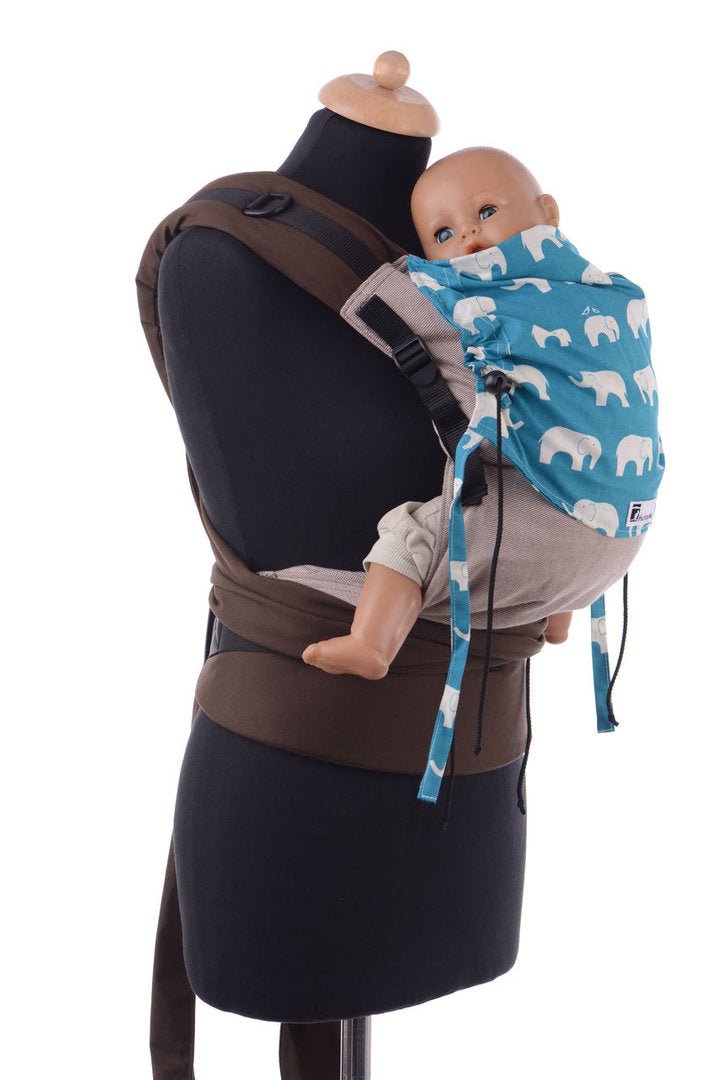 Huckepack Halfbuckle Traghilfe baby elefanten - braun - Familienbande