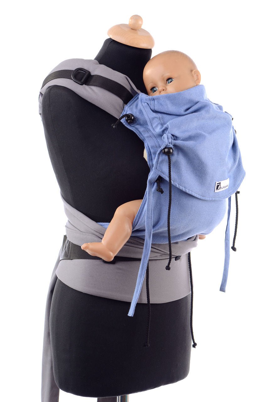 Huckepack Halfbuckle Traghilfe baby hellblau/grau - Familienbande