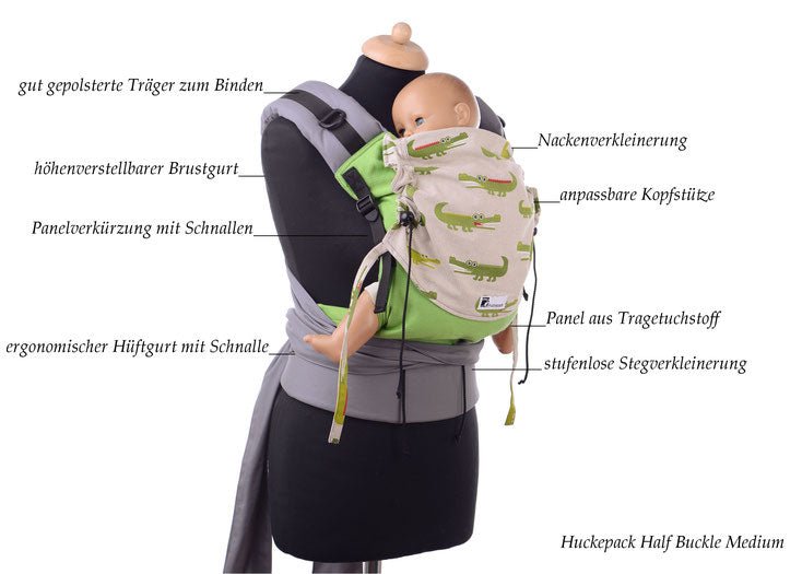 Huckepack Halfbuckle Traghilfe toddler hellblau Retro - Familienbande