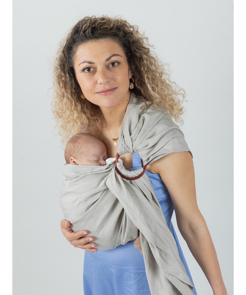 Isara Ring Sling - Silver Grey Bamboo Linen - Familienbande