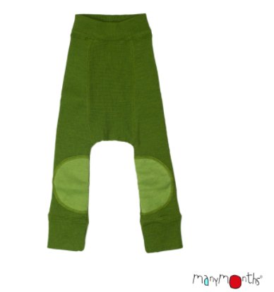 ManyMonths Natural Wollies Longies with Knee Patches Garden Moss Green - Familienbande